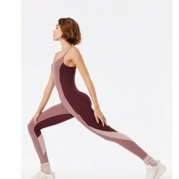 Outdoor Voices Superform Zoom Full Length Bodysuit Jumpsuit Deep Taupe - Picture 1 of 8